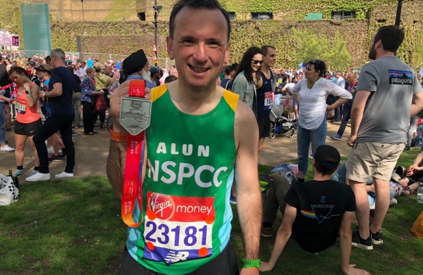 The Vale MP finished the marathon in just under 4 hours 